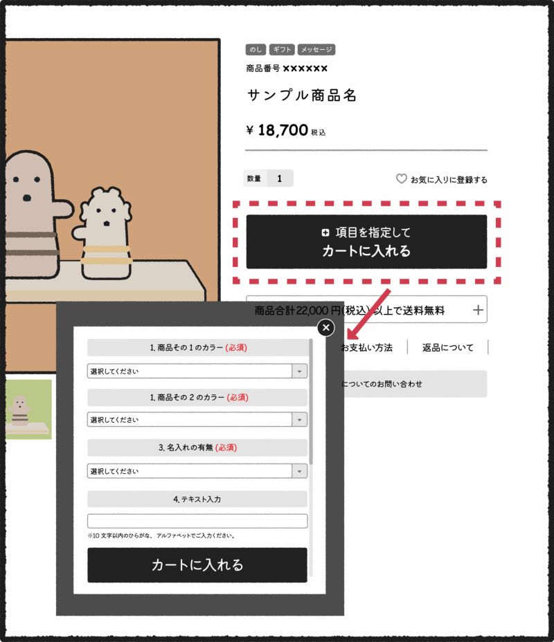 オプション・バリエーションモーダル表示
